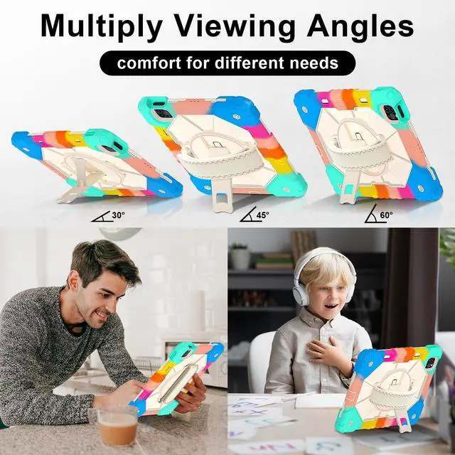 Alt view image 4 of 7 - WERLEO Case for iPad Pro 11 inch 4th/3rd/2nd/1st Gen 2022/2021/2020/2018, iPad Air 5th/4th Gen 2022 2020 10.9 inch with Rotating Stand Pencil Holder Hand/Shoulder Strap, Shockproof Protective Cover