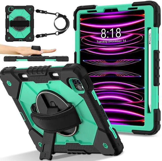 Main image of WERLEO Case for iPad Pro 11 inch 4th/3rd/2nd/1st Gen 2022/2021/2020/2018, iPad Air 5th/4th Gen 2022 2020 10.9 inch with Rotating Stand Pencil Holder Hand/Shoulder Strap, Shockproof Protective Cover