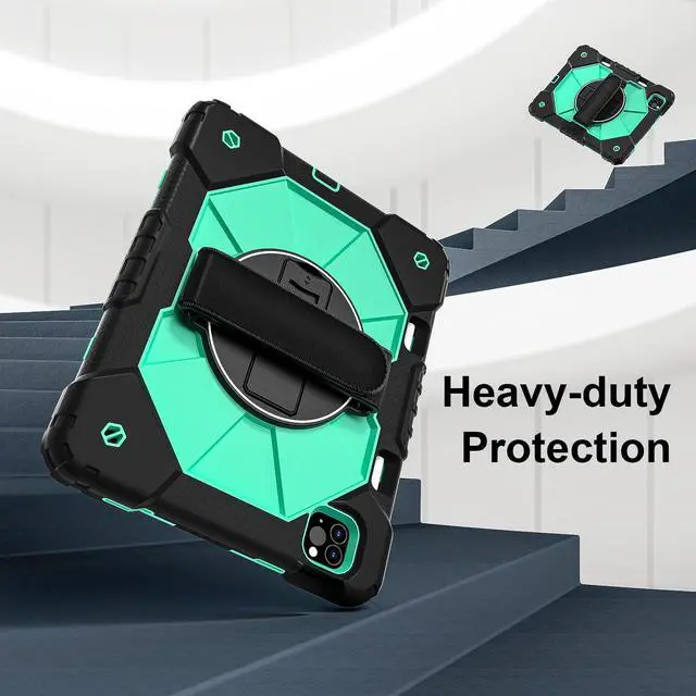 Alt view image 2 of 7 - WERLEO Case for iPad Pro 11 inch 4th/3rd/2nd/1st Gen 2022/2021/2020/2018, iPad Air 5th/4th Gen 2022 2020 10.9 inch with Rotating Stand Pencil Holder Hand/Shoulder Strap, Shockproof Protective Cover