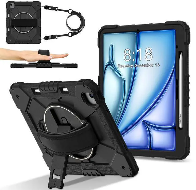 Main image of WERLEO Case for iPad Air 13 Inch M3/M2 2025/2024 with Rotating Stand Pencil Holder Hand/Shoulder Strap, Heavy Duty Shockproof Protective Cover