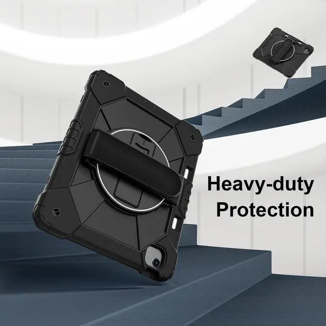 Alt view image 4 of 7 - WERLEO Case for iPad Air 13 Inch M3/M2 2025/2024 with Rotating Stand Pencil Holder Hand/Shoulder Strap, Heavy Duty Shockproof Protective Cover