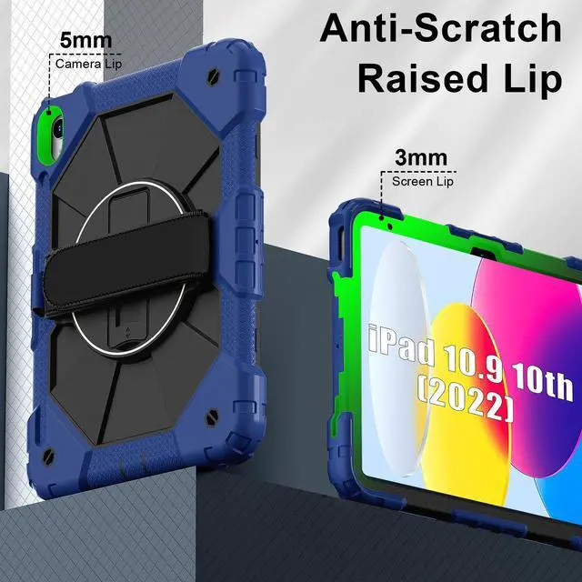 Alt view image 5 of 7 - WERLEO Case for iPad (A16) 11th Generation 11 Inch 2025, iPad 10th Generation 10.9 inch 2022 with Rotating Stand Pencil Holder Hand/Shoulder Strap, Shockproof Protective Cover Navy Blue