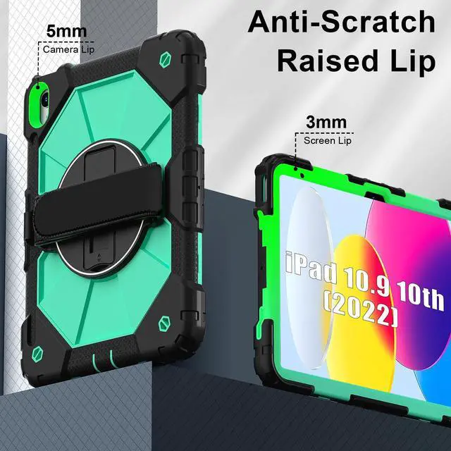 Alt view image 5 of 7 - WERLEO Case for iPad (A16) 11th Generation 11 Inch 2025, iPad 10th Generation 10.9 inch 2022 with Rotating Stand Pencil Holder Hand/Shoulder Strap, Shockproof Protective Cover Mint Green
