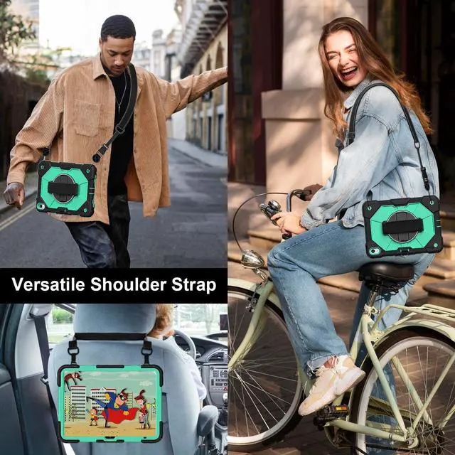 Alt view image 7 of 7 - WERLEO Case for iPad (A16) 11th Generation 11 Inch 2025, iPad 10th Generation 10.9 inch 2022 with Rotating Stand Pencil Holder Hand/Shoulder Strap, Shockproof Protective Cover Mint Green