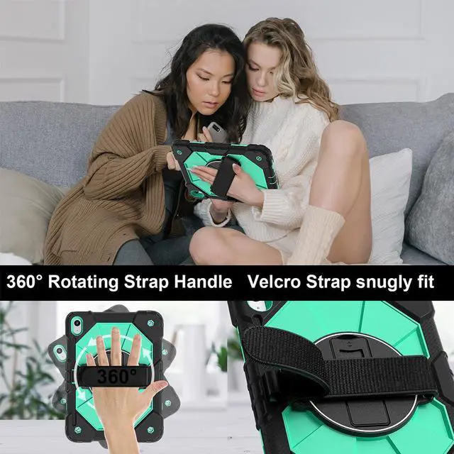 Alt view image 4 of 7 - WERLEO Case for iPad (A16) 11th Generation 11 Inch 2025, iPad 10th Generation 10.9 inch 2022 with Rotating Stand Pencil Holder Hand/Shoulder Strap, Shockproof Protective Cover Mint Green