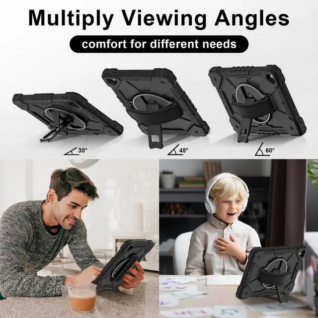 Alt view image 2 of 7 - WERLEO Case for iPad 9.7 Inch 2018 2017 6th/5th Generation/iPad Pro 9.7/Air 2 with Rotating Stand Pencil Holder Hand/Shoulder Strap, Heavy Duty Shockproof Protective Cover