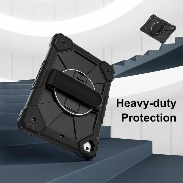 Alt view image 4 of 7 - WERLEO Case for iPad 9.7 Inch 2018 2017 6th/5th Generation/iPad Pro 9.7/Air 2 with Rotating Stand Pencil Holder Hand/Shoulder Strap, Heavy Duty Shockproof Protective Cover