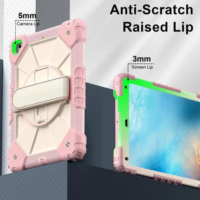 Alt view image 7 of 7 - WERLEO Case for iPad 9.7 Inch 2018 2017 6th/5th Generation/iPad Pro 9.7/Air 2 with Rotating Stand Pencil Holder Hand/Shoulder Strap, Heavy Duty Shockproof Protective Cover Rose Gold