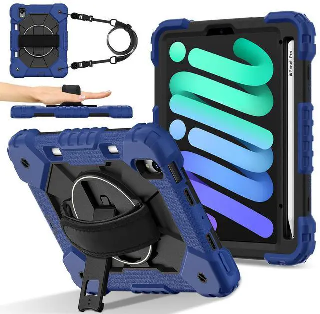 Main image of WERLEO Case for iPad Mini 7 A17 Pro 2024 / iPad Mini 6 2021 8.3 Inch with Rotating Stand Pencil Holder Hand/Shoulder Strap, Heavy Duty Shockproof Protective Cover for iPad Mini 7th/6th Generation 8.3"