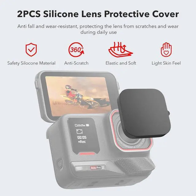Alt view image 2 of 7 - WERLEO Accessories for Insta 360 Ace Pro 2, PU Portable Mini Carrying Bag Case, Lens Screen Protectors (6 Pack) Compatible with Insta360 Ace Pro 2, Rubber Lens Cap Cover for Insta 360 Action Camera