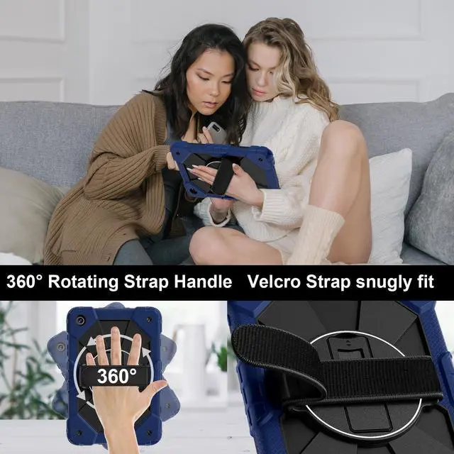 Alt view image 4 of 7 - WERLEO Case for  Samsung Galaxy Tab A9 Plus / A9+ 5G 11 Inch 2023 Model SM-X210/X216/X218 with Rotating Stand Pencil Holder Hand/Shoulder Strap, Heavy Duty Shockproof Protective Cover Navy Blue