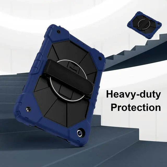 Alt view image 2 of 7 - WERLEO Case for  Samsung Galaxy Tab A9 Plus / A9+ 5G 11 Inch 2023 Model SM-X210/X216/X218 with Rotating Stand Pencil Holder Hand/Shoulder Strap, Heavy Duty Shockproof Protective Cover Navy Blue