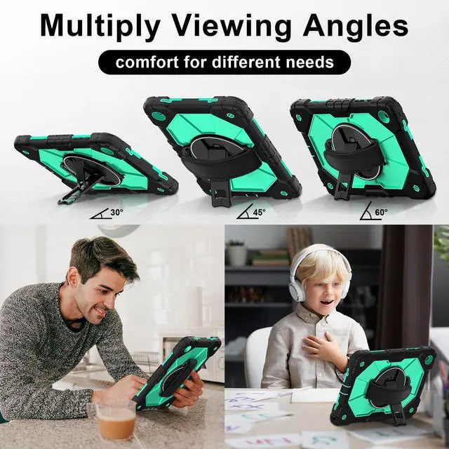 Alt view image 4 of 7 - WERLEO Case for Samsung Galaxy Tab A9 Plus / A9+ 5G 11 Inch 2023 Model SM-X210/X216/X218 with Rotating Stand Pencil Holder Hand/Shoulder Strap, Heavy Duty Shockproof Protective Cover Ming Green