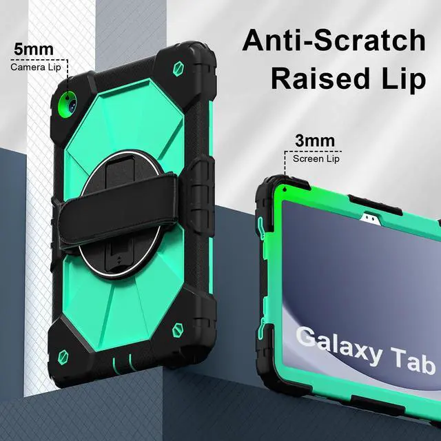 Alt view image 6 of 7 - WERLEO Case for Samsung Galaxy Tab A9 Plus / A9+ 5G 11 Inch 2023 Model SM-X210/X216/X218 with Rotating Stand Pencil Holder Hand/Shoulder Strap, Heavy Duty Shockproof Protective Cover Ming Green