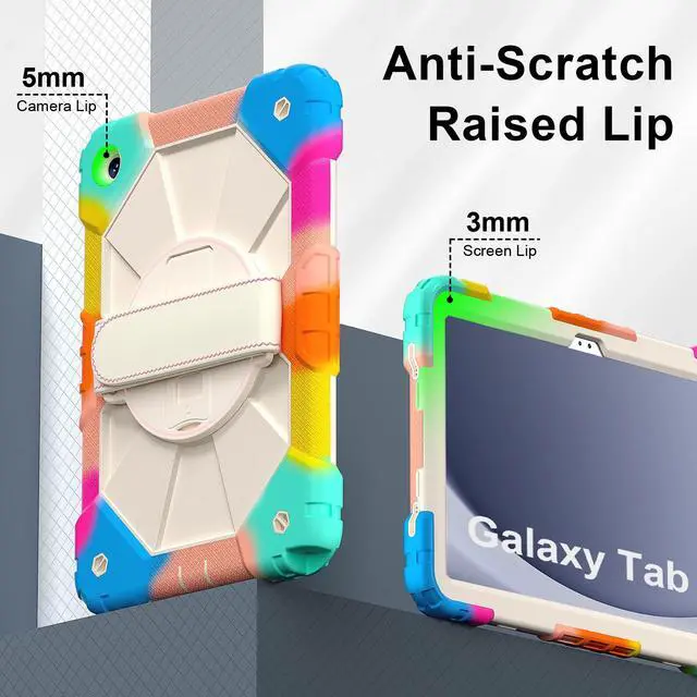Alt view image 5 of 7 - WERLEO Case for  Samsung Galaxy Tab A9 Plus / A9+ 5G 11 Inch 2023 Model SM-X210/X216/X218 with Rotating Stand Pencil Holder Hand/Shoulder Strap, Heavy Duty Shockproof Protective Cover Rainbow