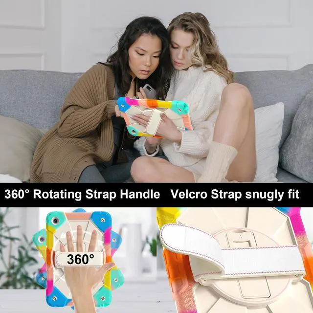 Alt view image 3 of 7 - WERLEO Case for  Samsung Galaxy Tab A9 Plus / A9+ 5G 11 Inch 2023 Model SM-X210/X216/X218 with Rotating Stand Pencil Holder Hand/Shoulder Strap, Heavy Duty Shockproof Protective Cover Rainbow