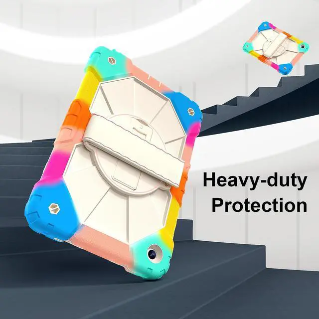 Alt view image 2 of 7 - WERLEO Case for  Samsung Galaxy Tab A9 Plus / A9+ 5G 11 Inch 2023 Model SM-X210/X216/X218 with Rotating Stand Pencil Holder Hand/Shoulder Strap, Heavy Duty Shockproof Protective Cover Rainbow