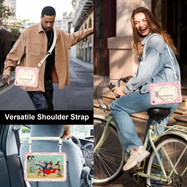 Alt view image 7 of 7 - WERLEO Case for Samsung Galaxy Tab A9 Plus / A9+ 5G 11 Inch 2023 Model SM-X210/X216/X218 with Rotating Stand Pencil Holder Hand/Shoulder Strap, Heavy Duty Shockproof Protective Cover Rose Gold