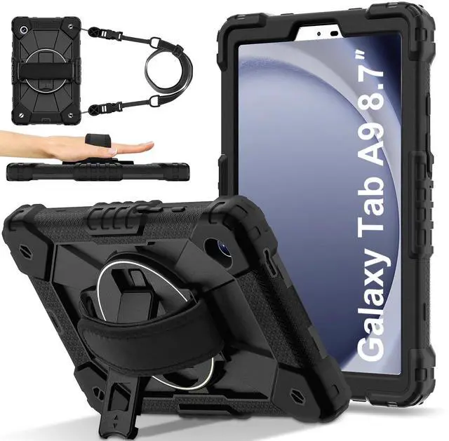 Main image of WERLEO Case for Samsung Galaxy Tab A9 8.7 Inch 2023 Model SM-X110/X115/X117 with Rotating Stand Pencil Holder Hand/Shoulder Strap, Heavy Duty Shockproof Protective Cover
