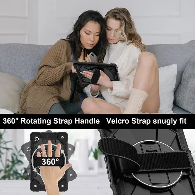 Alt view image 4 of 7 - WERLEO Case for Samsung Galaxy Tab A9 8.7 Inch 2023 Model SM-X110/X115/X117 with Rotating Stand Pencil Holder Hand/Shoulder Strap, Heavy Duty Shockproof Protective Cover