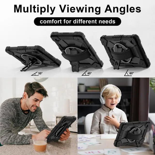 Alt view image 5 of 7 - WERLEO Case for Samsung Galaxy Tab A9 8.7 Inch 2023 Model SM-X110/X115/X117 with Rotating Stand Pencil Holder Hand/Shoulder Strap, Heavy Duty Shockproof Protective Cover
