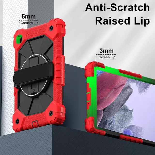 Alt view image 6 of 7 - WERLEO Case for Samsung Galaxy Tab A7 Lite 2021 8.7' inch SM-T220/T225/T227 with Rotating Stand Pencil Holder Hand/Shoulder Strap, Heavy Duty Shockproof Protective Cover Red