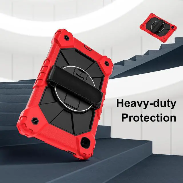 Alt view image 2 of 7 - WERLEO Case for Samsung Galaxy Tab A7 Lite 2021 8.7' inch SM-T220/T225/T227 with Rotating Stand Pencil Holder Hand/Shoulder Strap, Heavy Duty Shockproof Protective Cover Red