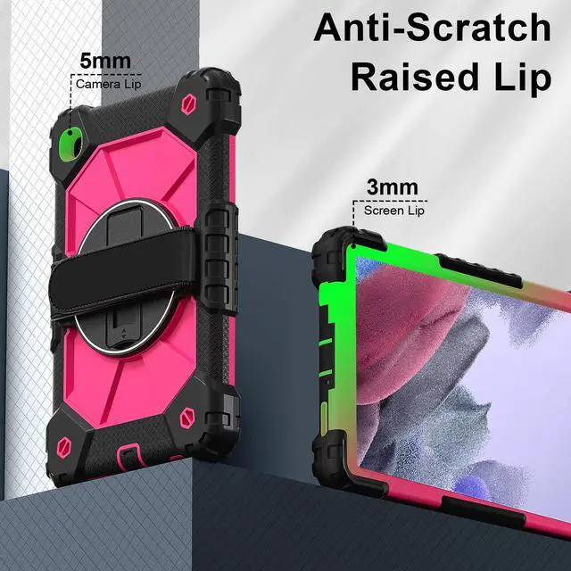 Alt view image 6 of 7 - WERLEO Case for Samsung Galaxy Tab A7 Lite 2021 8.7' inch SM-T220/T225/T227 with Rotating Stand Pencil Holder Hand/Shoulder Strap, Heavy Duty Shockproof Protective Cover Rose Red