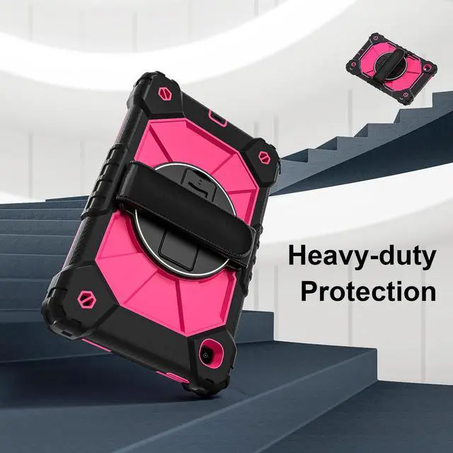 Alt view image 2 of 7 - WERLEO Case for Samsung Galaxy Tab A7 Lite 2021 8.7' inch SM-T220/T225/T227 with Rotating Stand Pencil Holder Hand/Shoulder Strap, Heavy Duty Shockproof Protective Cover Rose Red