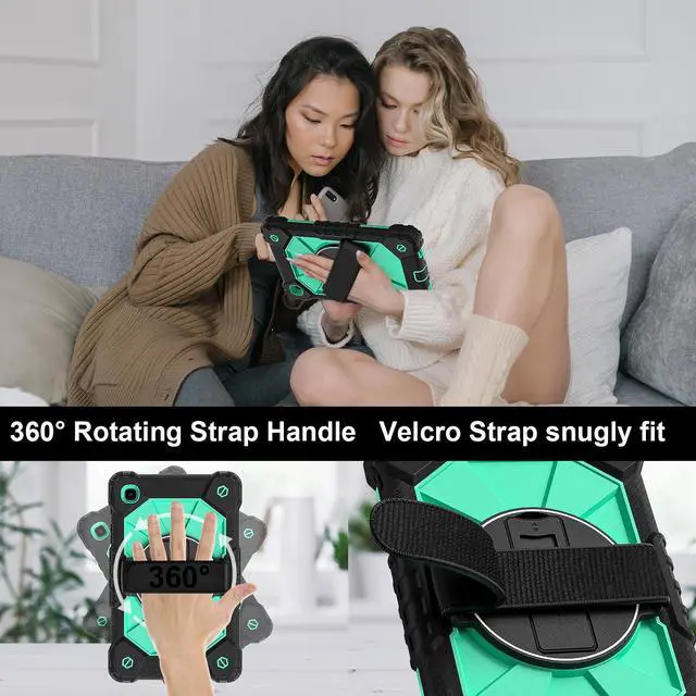 Alt view image 4 of 7 - WERLEO Case for Samsung Galaxy Tab A7 Lite 2021 8.7' inch SM-T220/T225/T227 with Rotating Stand Pencil Holder Hand/Shoulder Strap, Heavy Duty Shockproof Protective Cover Mint Green