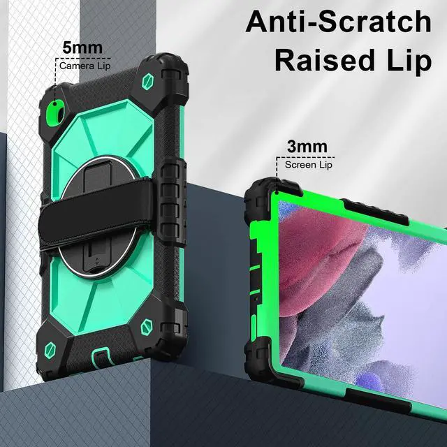 Alt view image 3 of 7 - WERLEO Case for Samsung Galaxy Tab A7 Lite 2021 8.7' inch SM-T220/T225/T227 with Rotating Stand Pencil Holder Hand/Shoulder Strap, Heavy Duty Shockproof Protective Cover Mint Green