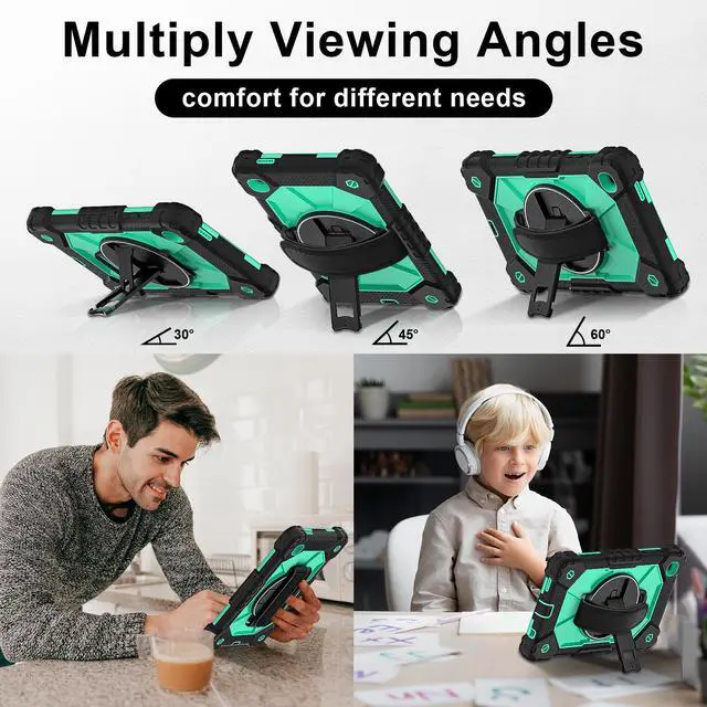 Alt view image 5 of 7 - WERLEO Case for Samsung Galaxy Tab A7 Lite 2021 8.7' inch SM-T220/T225/T227 with Rotating Stand Pencil Holder Hand/Shoulder Strap, Heavy Duty Shockproof Protective Cover Mint Green