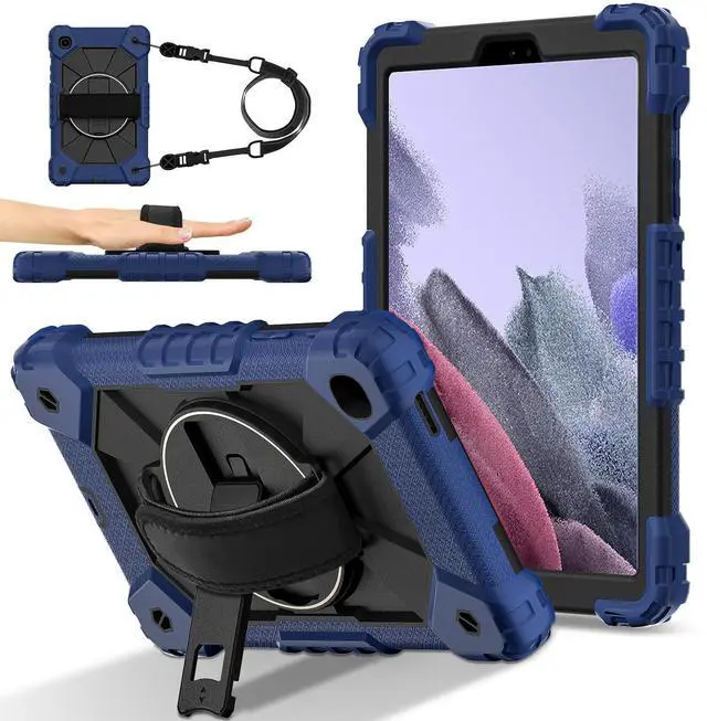 Main image of WERLEO Case for Samsung Galaxy Tab A7 Lite 2021 8.7' inch SM-T220/T225/T227 with Rotating Stand Pencil Holder Hand/Shoulder Strap, Heavy Duty Shockproof Protective Cover Navy Blue