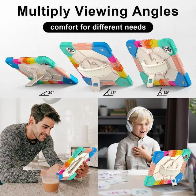 Alt view image 5 of 7 - WERLEO Case for Huawei MatePad Air 12 inch 2024 2025 / Matepad 12X 12 inch 2024 with Rotating Stand Pencil Holder Hand/Shoulder Strap, Heavy Duty Shockproof Protective Cover Rainbow