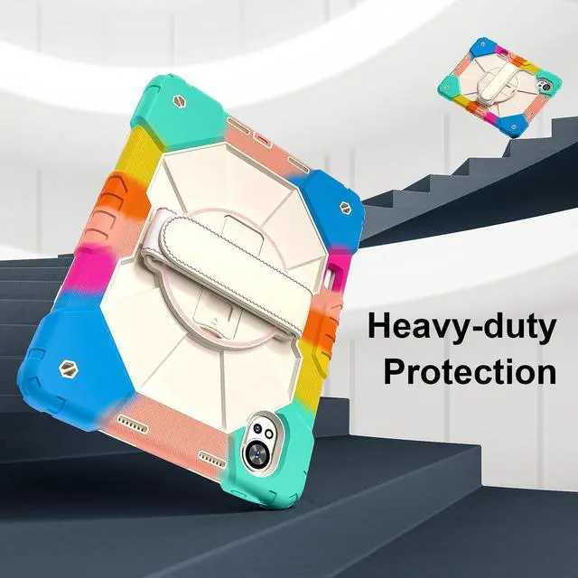 Alt view image 7 of 7 - WERLEO Case for Huawei MatePad Air 12 inch 2024 2025 / Matepad 12X 12 inch 2024 with Rotating Stand Pencil Holder Hand/Shoulder Strap, Heavy Duty Shockproof Protective Cover Rainbow