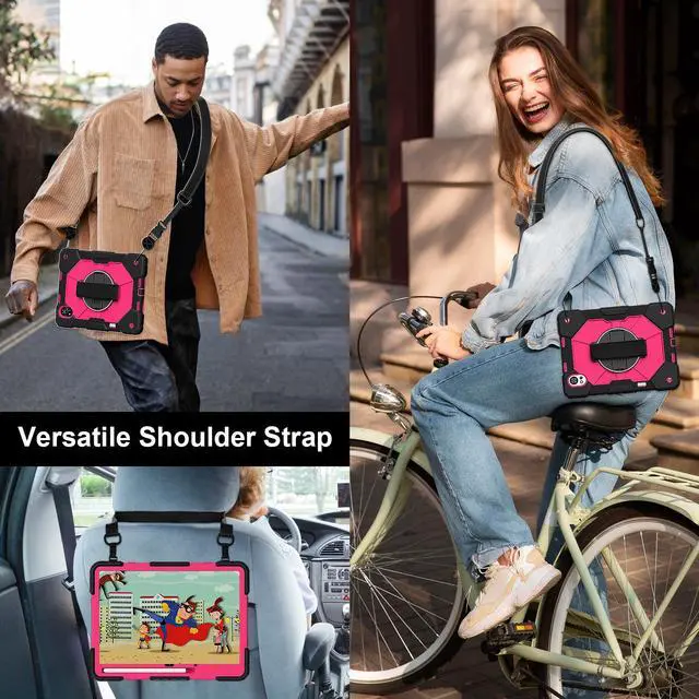 Alt view image 6 of 7 - WERLEO Case for Huawei MatePad Air 12 inch 2024 2025 / Matepad 12X 12 inch 2024 with Rotating Stand Pencil Holder Hand/Shoulder Strap, Heavy Duty Shockproof Protective Cover Rose Red