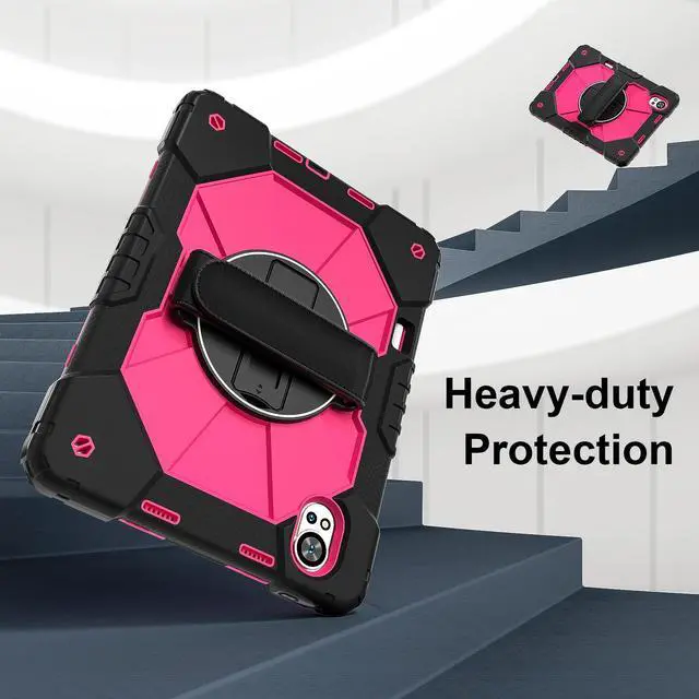 Alt view image 2 of 7 - WERLEO Case for Huawei MatePad Air 12 inch 2024 2025 / Matepad 12X 12 inch 2024 with Rotating Stand Pencil Holder Hand/Shoulder Strap, Heavy Duty Shockproof Protective Cover Rose Red