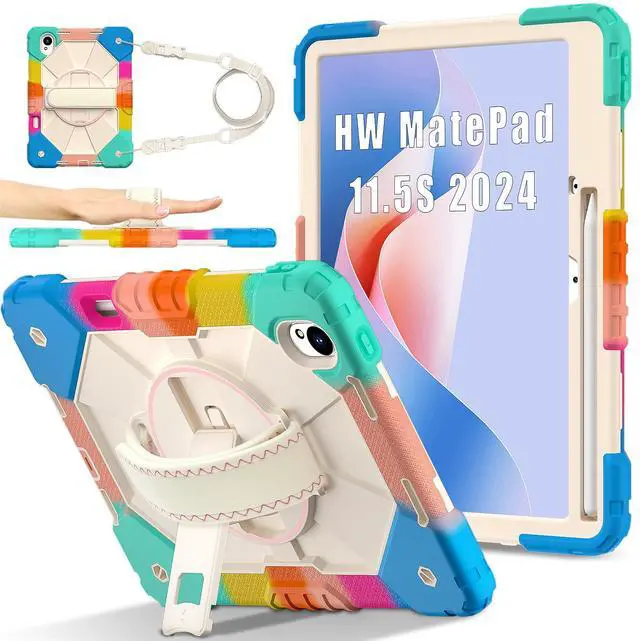 Main image of WERLEO Case for Huawei MatePad MatePad 11.5S 11.5 inch 2025 / 2024 with Rotating Stand Pencil Holder Hand/Shoulder Strap, Heavy Duty Shockproof Protective Cover Rainbow