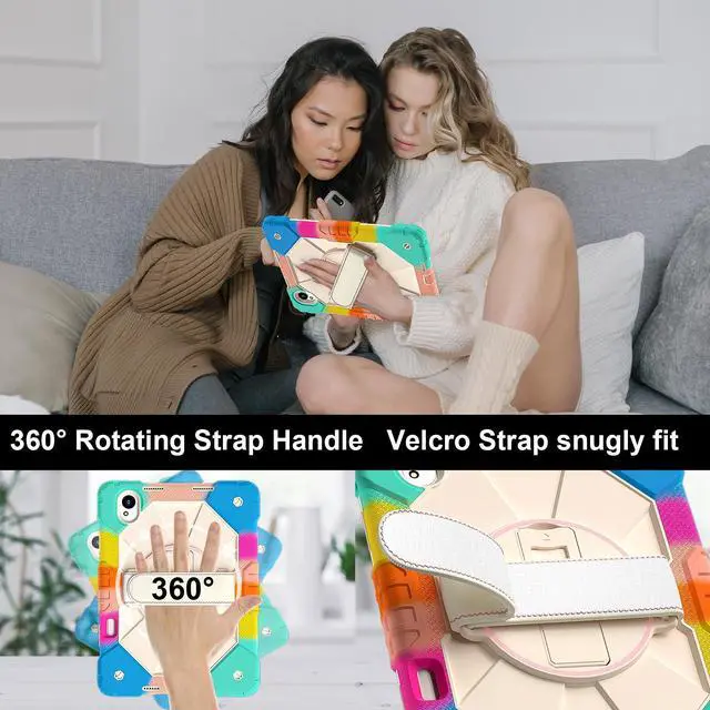 Alt view image 3 of 7 - WERLEO Case for Huawei MatePad MatePad 11.5S 11.5 inch 2025 / 2024 with Rotating Stand Pencil Holder Hand/Shoulder Strap, Heavy Duty Shockproof Protective Cover Rainbow