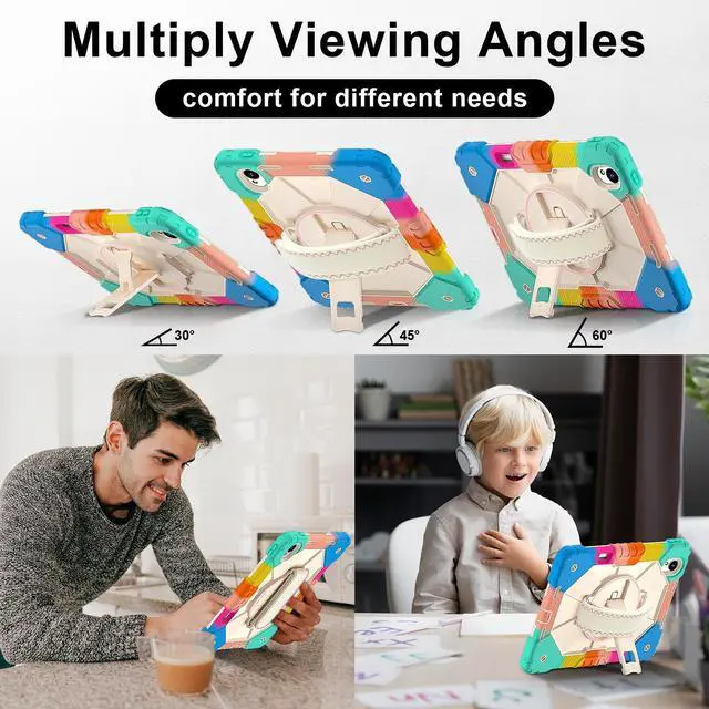 Alt view image 5 of 7 - WERLEO Case for Huawei MatePad MatePad 11.5S 11.5 inch 2025 / 2024 with Rotating Stand Pencil Holder Hand/Shoulder Strap, Heavy Duty Shockproof Protective Cover Rainbow