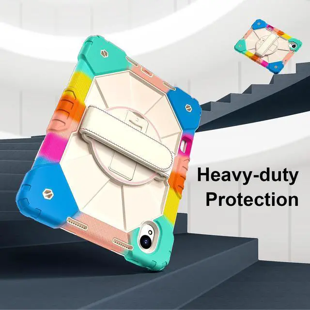 Alt view image 2 of 7 - WERLEO Case for Huawei MatePad MatePad 11.5S 11.5 inch 2025 / 2024 with Rotating Stand Pencil Holder Hand/Shoulder Strap, Heavy Duty Shockproof Protective Cover Rainbow