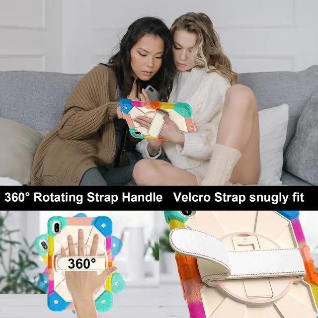 Alt view image 3 of 7 - WERLEO Case for Huawei Mate Pad SE 11 inch 2024 with Rotating Stand Pencil Holder Hand/Shoulder Strap, Heavy Duty Shockproof Protective Cover Rainbow