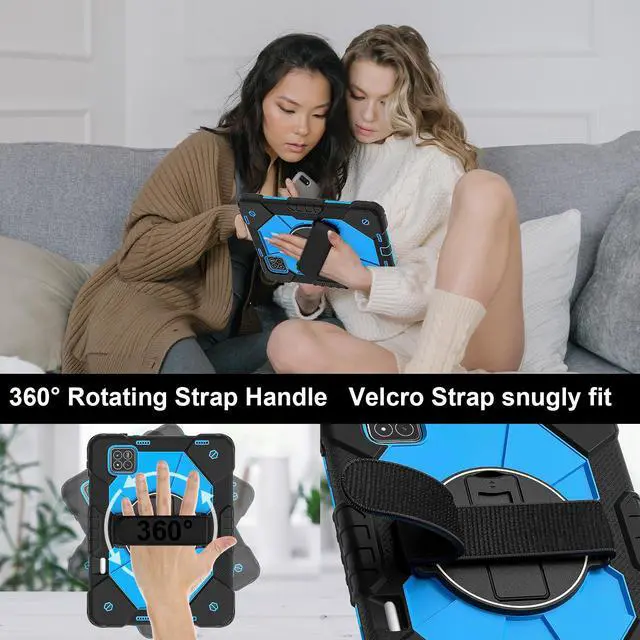 Alt view image 4 of 7 - WERLEO Case for Xiaomi Mi Pad 7 / Mi Pad 7 Pro 11.2 inch 2024 with Rotating Stand Pencil Holder Hand/Shoulder Strap, Heavy Duty Shockproof Protective Cover Blue