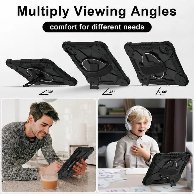 Alt view image 4 of 7 - WERLEO Case for Xiaomi Redmi Pad 2 11 Inch 2025 with Rotating Stand Pencil Holder Hand/Shoulder Strap, Heavy Duty Shockproof Protective Cover