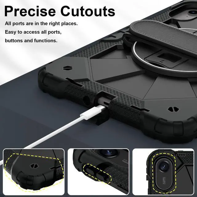 Alt view image 6 of 7 - WERLEO Case for Xiaomi Redmi Pad 2 11 Inch 2025 with Rotating Stand Pencil Holder Hand/Shoulder Strap, Heavy Duty Shockproof Protective Cover