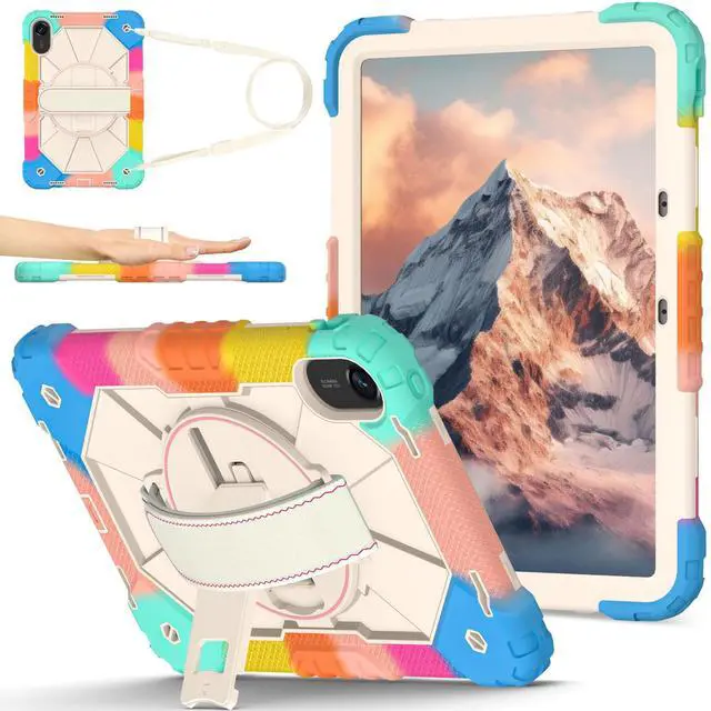 Main image of WERLEO Case for Xiaomi Redmi Pad 2 11 Inch 2025 with Rotating Stand Pencil Holder Hand/Shoulder Strap, Heavy Duty Shockproof Protective Cover Rainbow