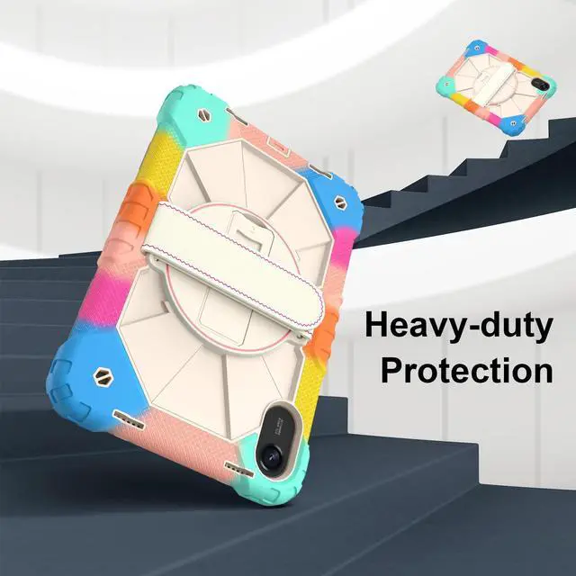 Alt view image 2 of 7 - WERLEO Case for Xiaomi Redmi Pad 2 11 Inch 2025 with Rotating Stand Pencil Holder Hand/Shoulder Strap, Heavy Duty Shockproof Protective Cover Rainbow