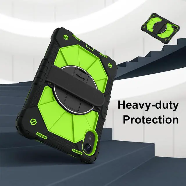 Alt view image 4 of 7 - WERLEO Case for Xiaomi Redmi Pad 2 11 Inch 2025 with Rotating Stand Pencil Holder Hand/Shoulder Strap, Heavy Duty Shockproof Protective Cover Green