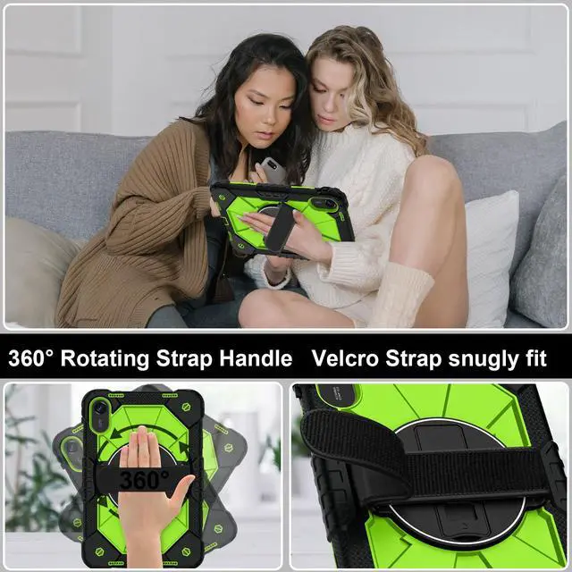 Alt view image 3 of 7 - WERLEO Case for Xiaomi Redmi Pad 2 11 Inch 2025 with Rotating Stand Pencil Holder Hand/Shoulder Strap, Heavy Duty Shockproof Protective Cover Green