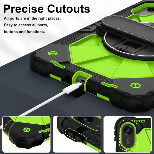 Alt view image 6 of 7 - WERLEO Case for Xiaomi Redmi Pad 2 11 Inch 2025 with Rotating Stand Pencil Holder Hand/Shoulder Strap, Heavy Duty Shockproof Protective Cover Green